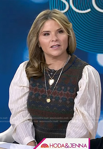 Jenna’s brown mixed media knit top on Today