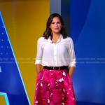 Jennifer Garner’s pink rose print midi skirt on Good Morning America