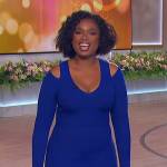 Jennifer’s blue cold shoulder dress on The Jennifer Hudson Show