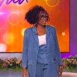 Jennifer’s denim jacket and pants on The Jennifer Hudson Show