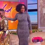 Jennifer’s houndstooth print turtleneck dress on The Jennifer Hudson Show