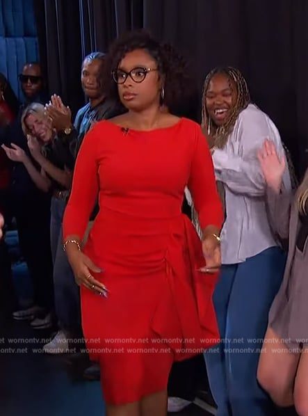 Jennifer Hudson’s red ruffle side dress on The Jennifer Hudson Show