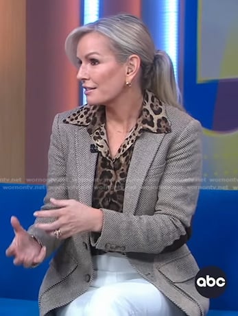 Jennifer’s leopard blouse and herringbone blazer on Good Morning America