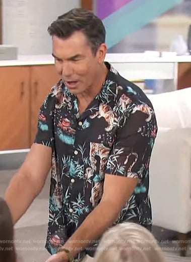 Jerry's black tiger print shirt on The Talk