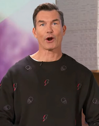 Jerry's black skull print sweatshirt on The Talk