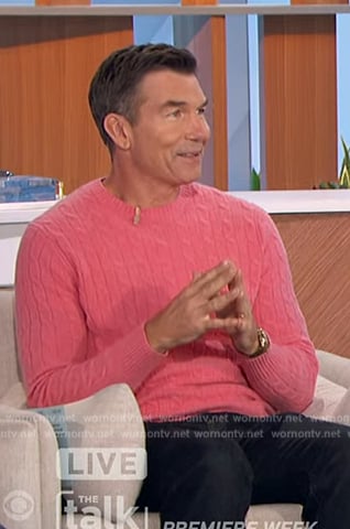 Jerry's pink cable knit sweater on The Talk