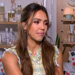 Jessica Alba’s green tweed dress on E! News