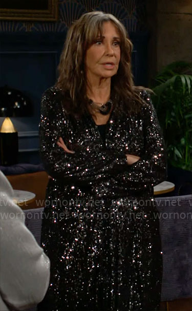 WornOnTV: Jill’s long black sequin jacket on The Young and the Restless ...