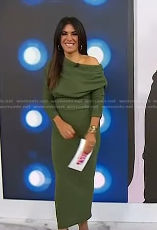 Joelle Garguilo’s green off-shoulder dress on Today