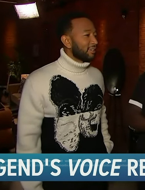 John Legend’s abstract turtleneck sweater on Access Hollywood