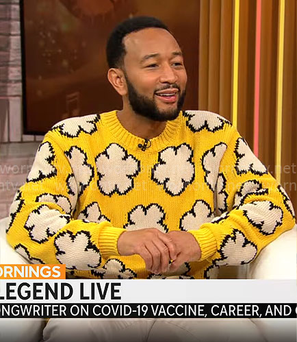 John Legend’s yellow flower print sweater on CBS Mornings