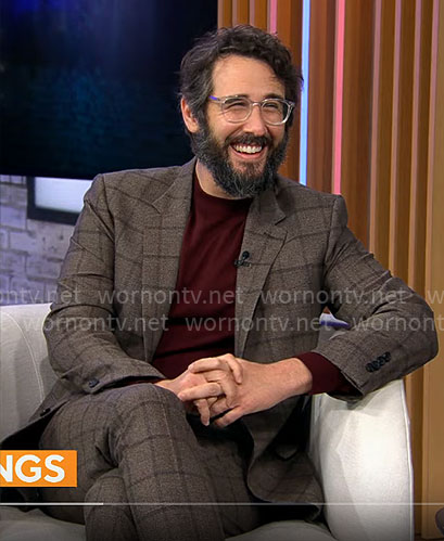 Josh Groban's brown check suit on CBS Mornings