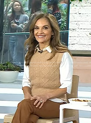 Joy's beige cable knit vest on Today