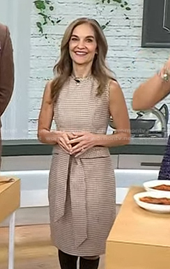 Joy's beige plaid tie waist dress on Today