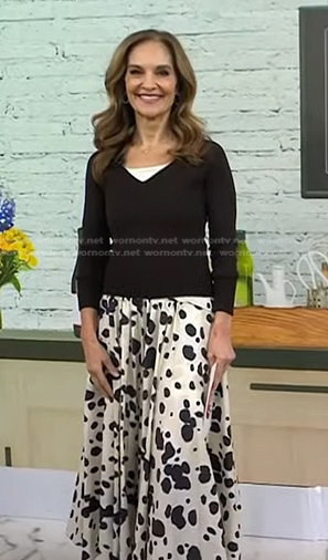 Joy's white dotted print skirt on Today