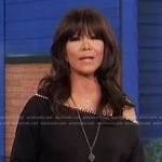 Julie’s black chain detail off shoulder sweater on Big Brother