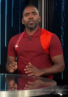 Justin’s red strap detail polo on E! News