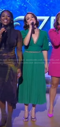 Kara Lindsay’s green eyelet v-neck dress on Good Morning America