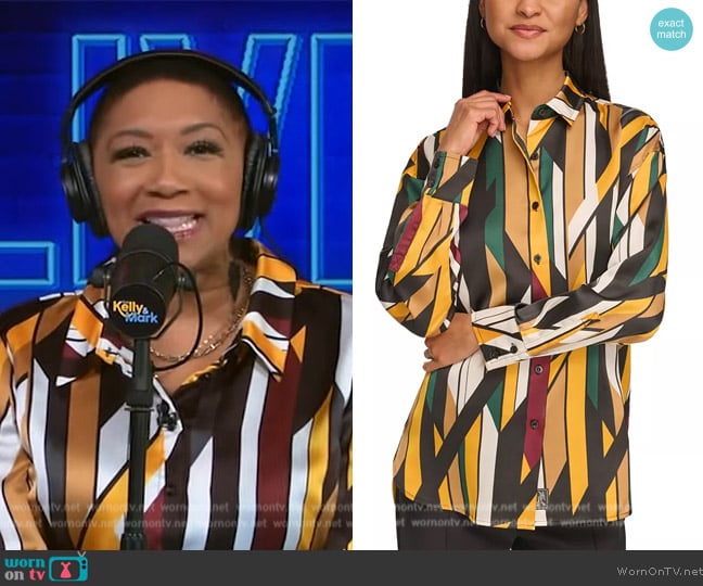 Karl Lagerfeld Paris Printed Oversized Shirt worn by Deja Vu on Live with Kelly and Mark