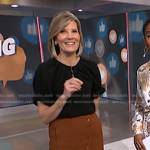 Kate’s black pleated top and brown wrap skirt on NBC News Daily