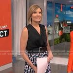 Kate Snow's geometric print skirt on NBC News Now