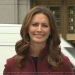 Kate Rooney’s red mandarin-collar blazer on NBC News Daily