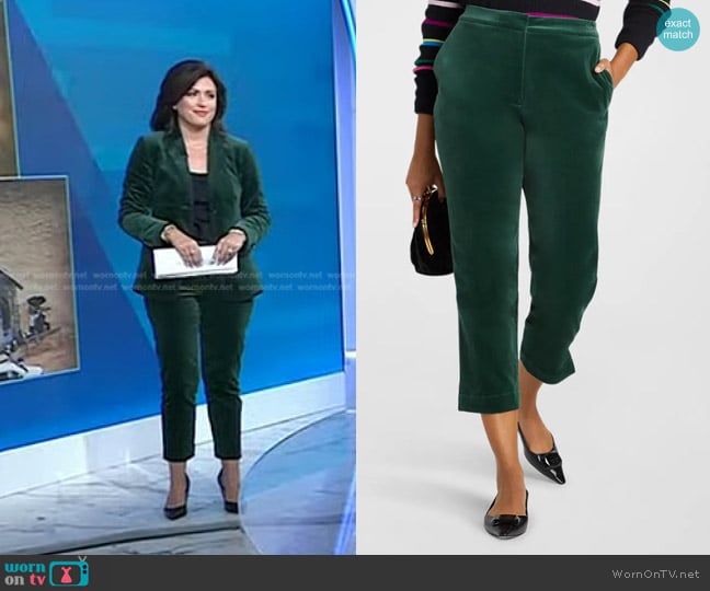 Kate Spade Cropped Wide-Leg Velvet Pants worn by Chloe Melas on Today