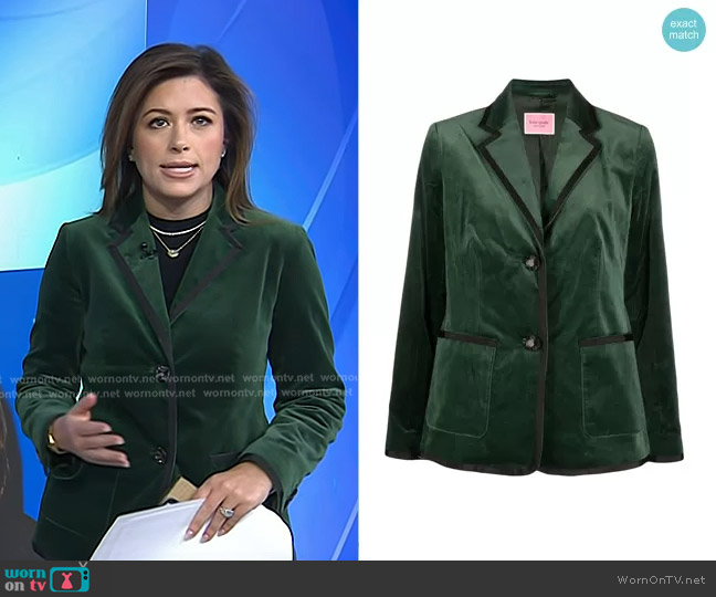 Kate Spade Jewel Button Velvet Blazer worn by Chloe Melas on Today
