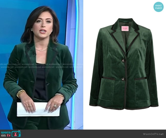 Kate Spade Jewel Button Velvet Blazer worn by Chloe Melas on Today