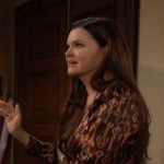 Katie's key and scissors print dress on The Bold and the Beautiful