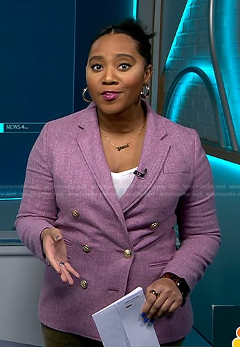 Kay Angrum's pink double breasted blazer on NBC News Daily