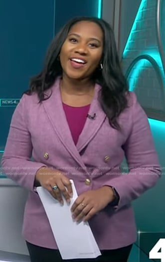 Kay Angrum’s pink double breasted blazer on NBC News Daily