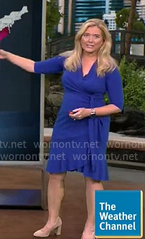 Kelly Cass' blue wrap dress on CBS Mornings