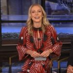 Kelly’s red printed maxi dress on Live with Kelly and Ryan