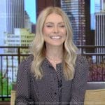 Kelly’s printed tie neck blouse on Live with Kelly and Mark