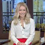 Kelly’s white polka dot blouse on Live with Kelly and Mark