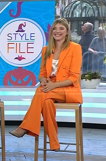 Katie Sands’s orange pant suit on Today