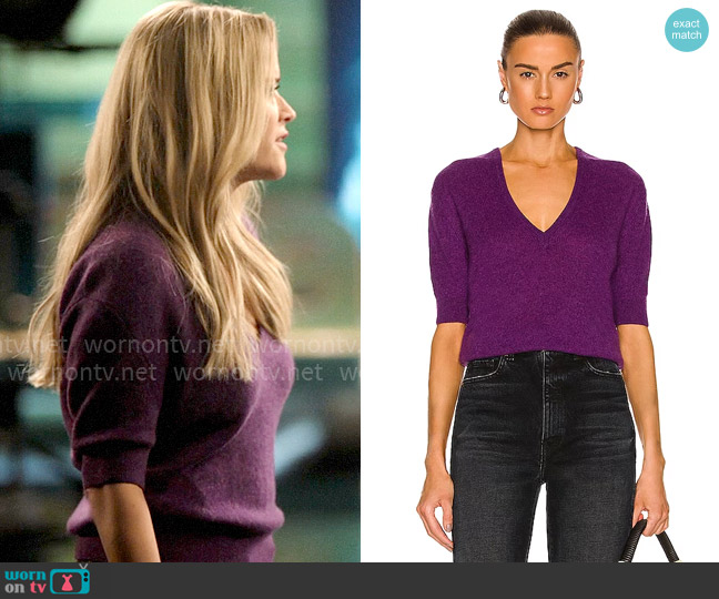 Khaite Sierra Sweater in Grape worn by Bradley Jackson (Reese Witherspoon) on The Morning Show