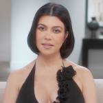 Kourtney’s black halter confessional dress on The Kardashians