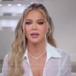 Khloe’s sheer white corset confessional shirt on The Kardashians