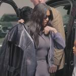 Kim’s gray catsuit on The Kardashians