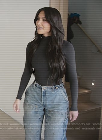 Kim's black mesh turtleneck on The Kardashians