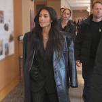 Kim’s black leather coat on The Kardashians