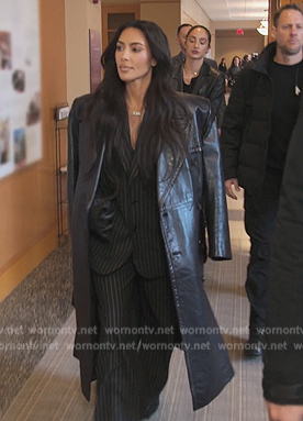 Kim’s black leather coat on The Kardashians