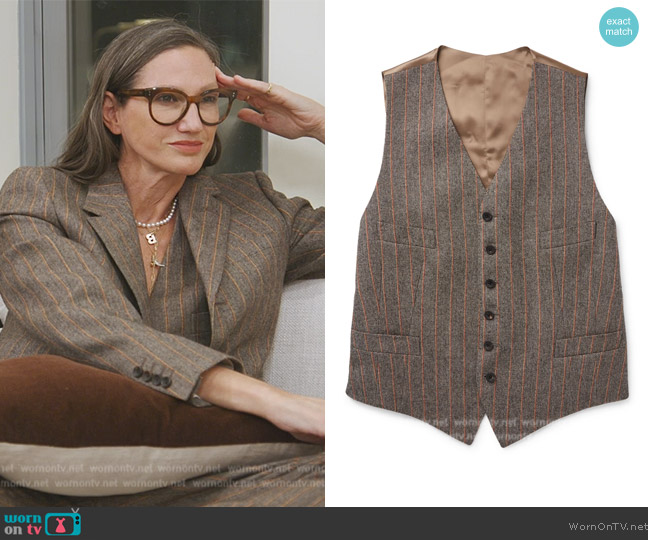 Kingsman Striped Mélange Wool Vest worn by Jenna Lyons on The Real Housewives of New York City