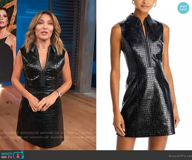 Alice + Olivia Ellis Vegan Leather Sleeveless Minidress worn by Kit Hoover on Access Hollywood