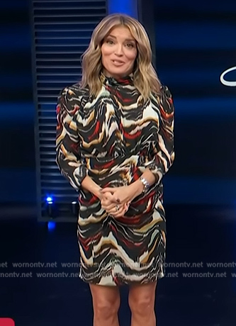 Kit's abstract print mini dress on Access Hollywood