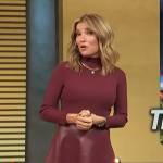 Kit’s burgundy mixed media dress on Access Hollywood