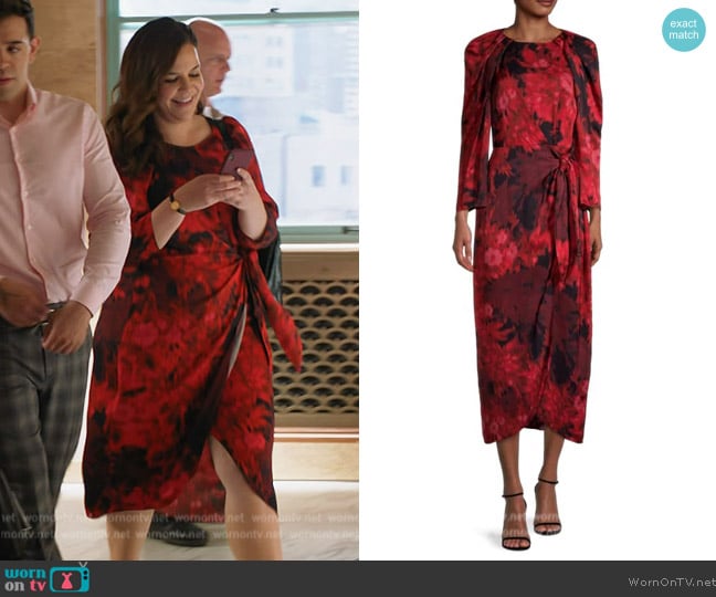 Kobi Halperin Halsey Floral-Print Midi Dress worn by Sara Castillo (Lindsay Mendez) on All Rise