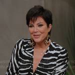 Kris’ zebra print v-neck dress on The Kardashians